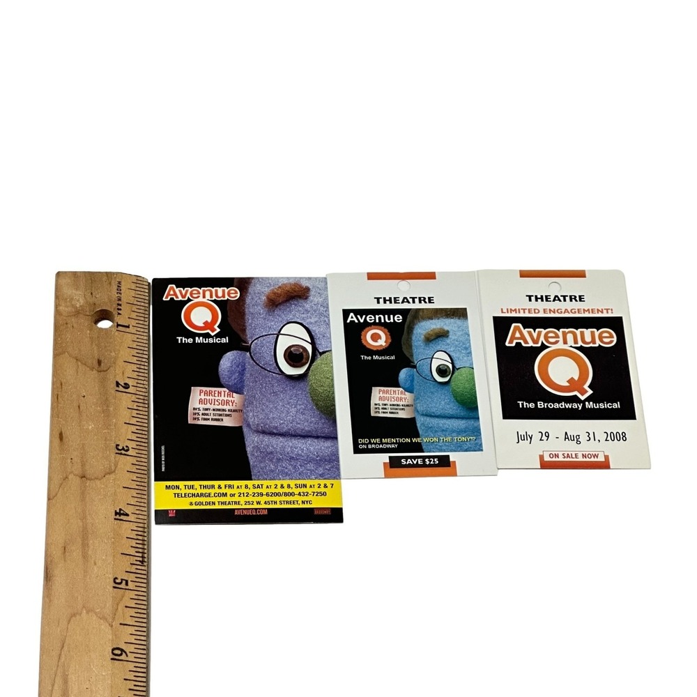 Broadway Theater Avenue Q Mini Pocket Flyer Lot 3 Golden Elgin Theaters 2008 - Picture 4 of 4